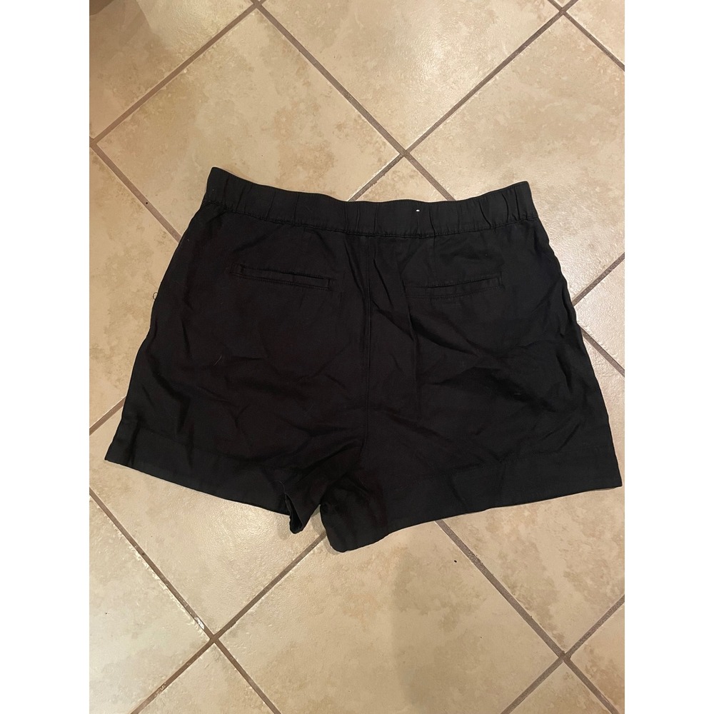 Joie Womens Black Cotton Linen Blend Pleated Shorts Size Large Elastic Back - Picture 3 of 4